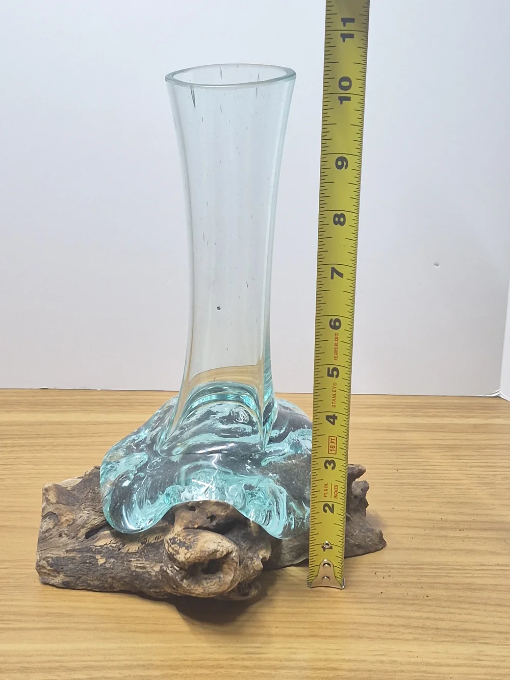​Molten Glass on Driftwood Vase Hand Blown Coastal Art Piece